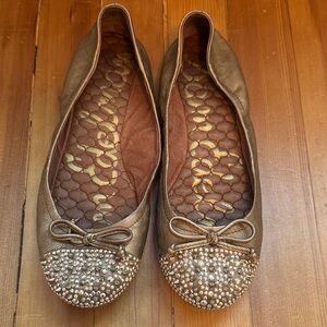 Sam Edelman Bronze Embellished Flats